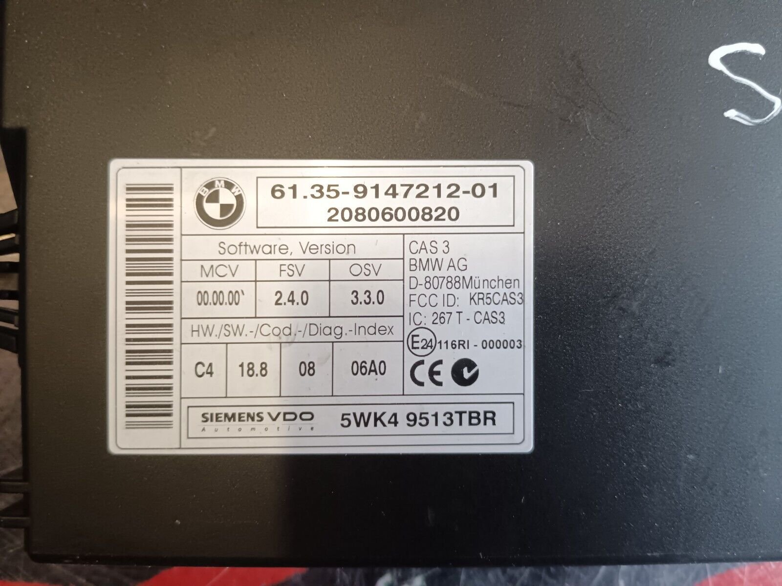 MODULE UNITE DE COMMANDE BMW SERIE 1 E81 REFERENCE: 9147212-01