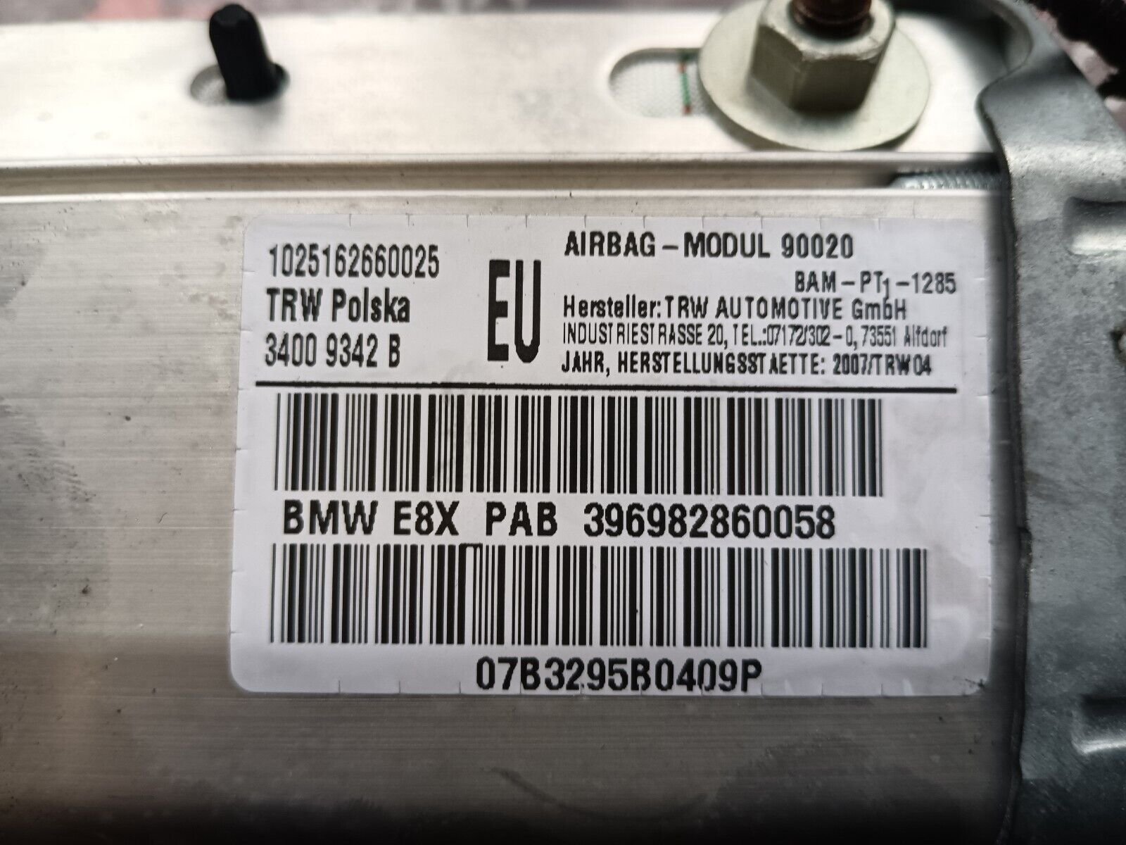 AIRBAG TABLEAU DE BORD BMW SERIE 1 REFERENCE: 396982860058