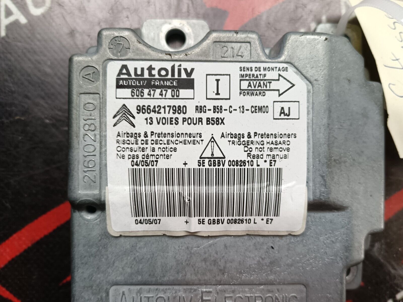 BOITIER AIRBAG CITROEN C4 PICASSO REFERENCE: 9664217980