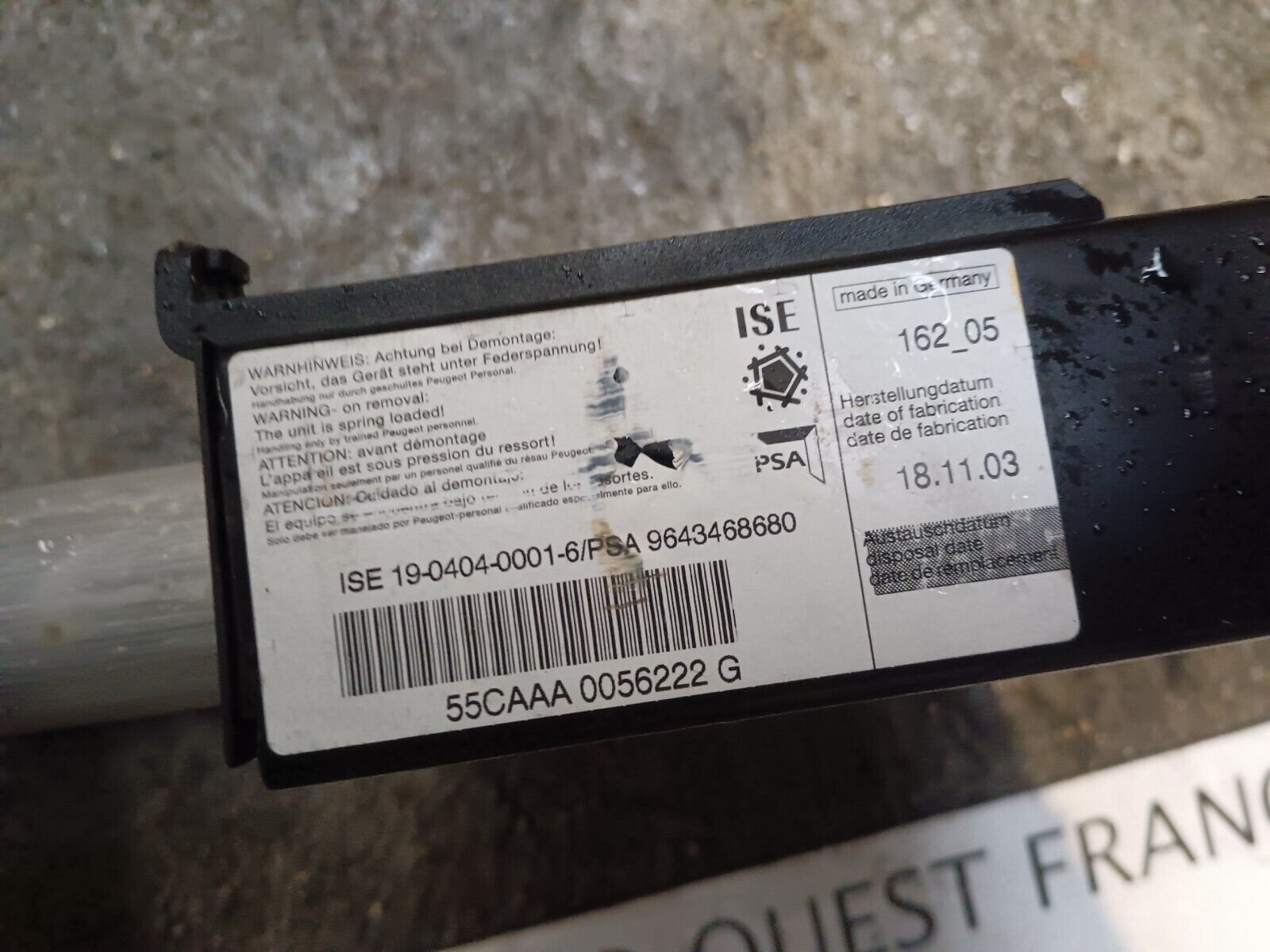 ARCEAU DE SECURITE PEUGEOT 307cc REFERENCE: 9643468680