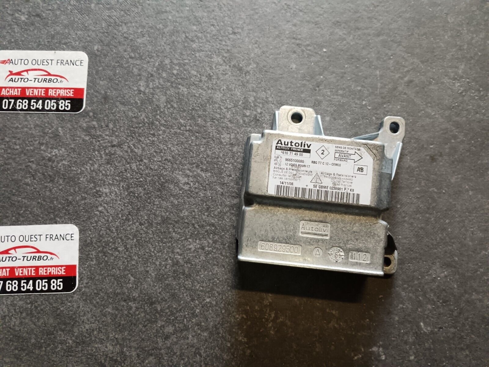 BOITIER CALCULATEUR AIRBAG PSA PEUGEOT 308 REFERENCE: 9665100080