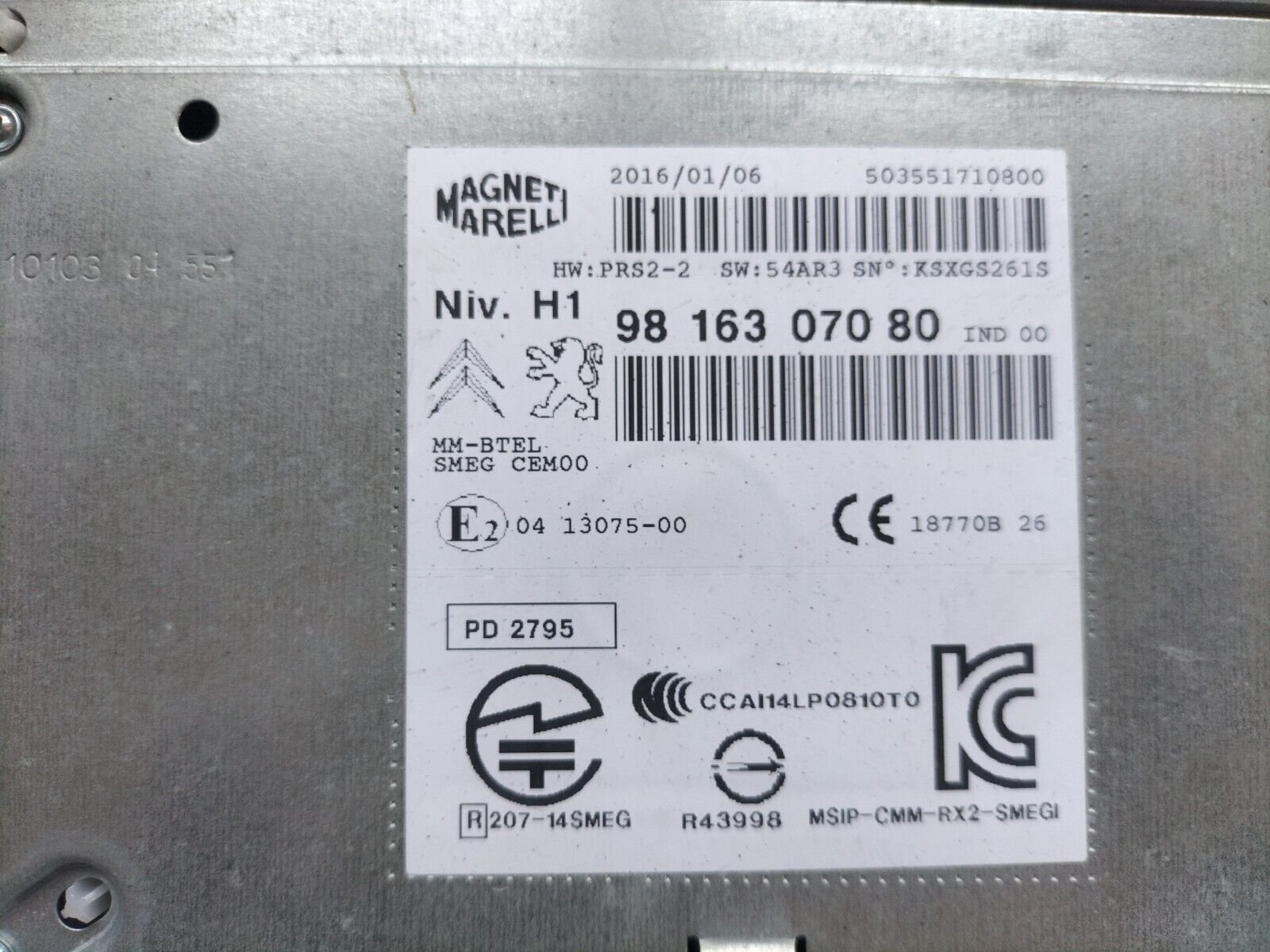 SYSTEME RADIO NAVIGATION SMEG  PEUGEOT 308 PHASE 2 9816307080