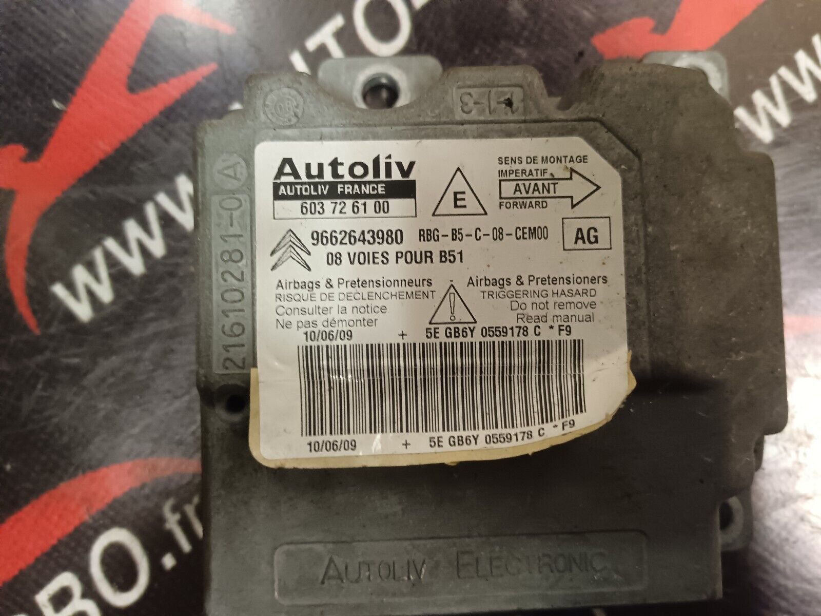 CALCULATEUR, BOITIER AIRBAG CITROEN C4 REFERENCE: 9662643980