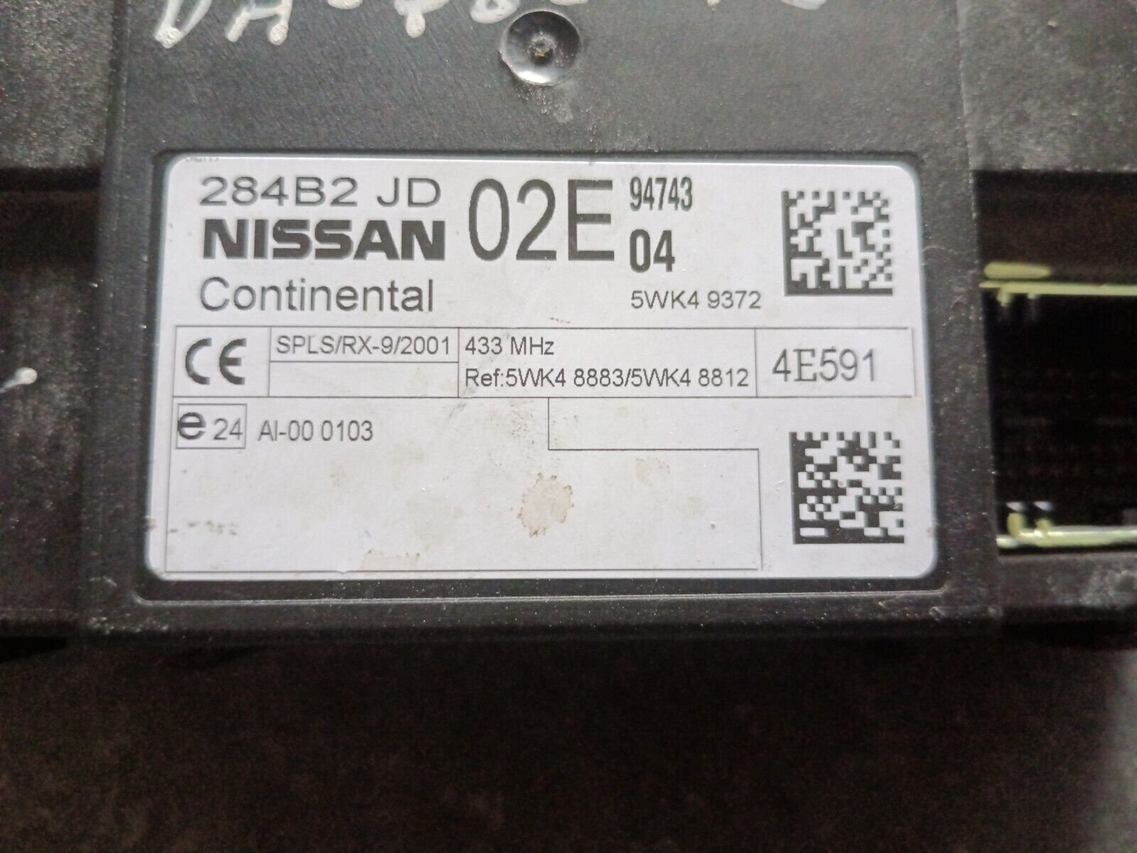 BOITIER MODULE CONFORT NISSAN QASHQAI REFERENCE: 284B2JD02B