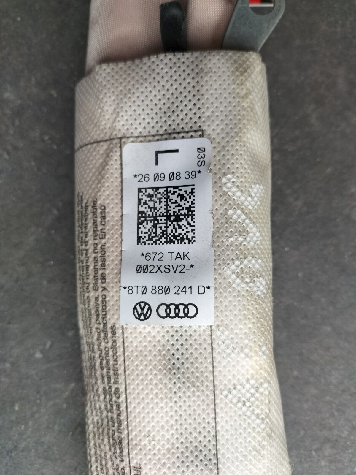 AIRBAG RIDEAU LATERAL GAUCHE AUDI A5 COUPE 2009 8T0880241D