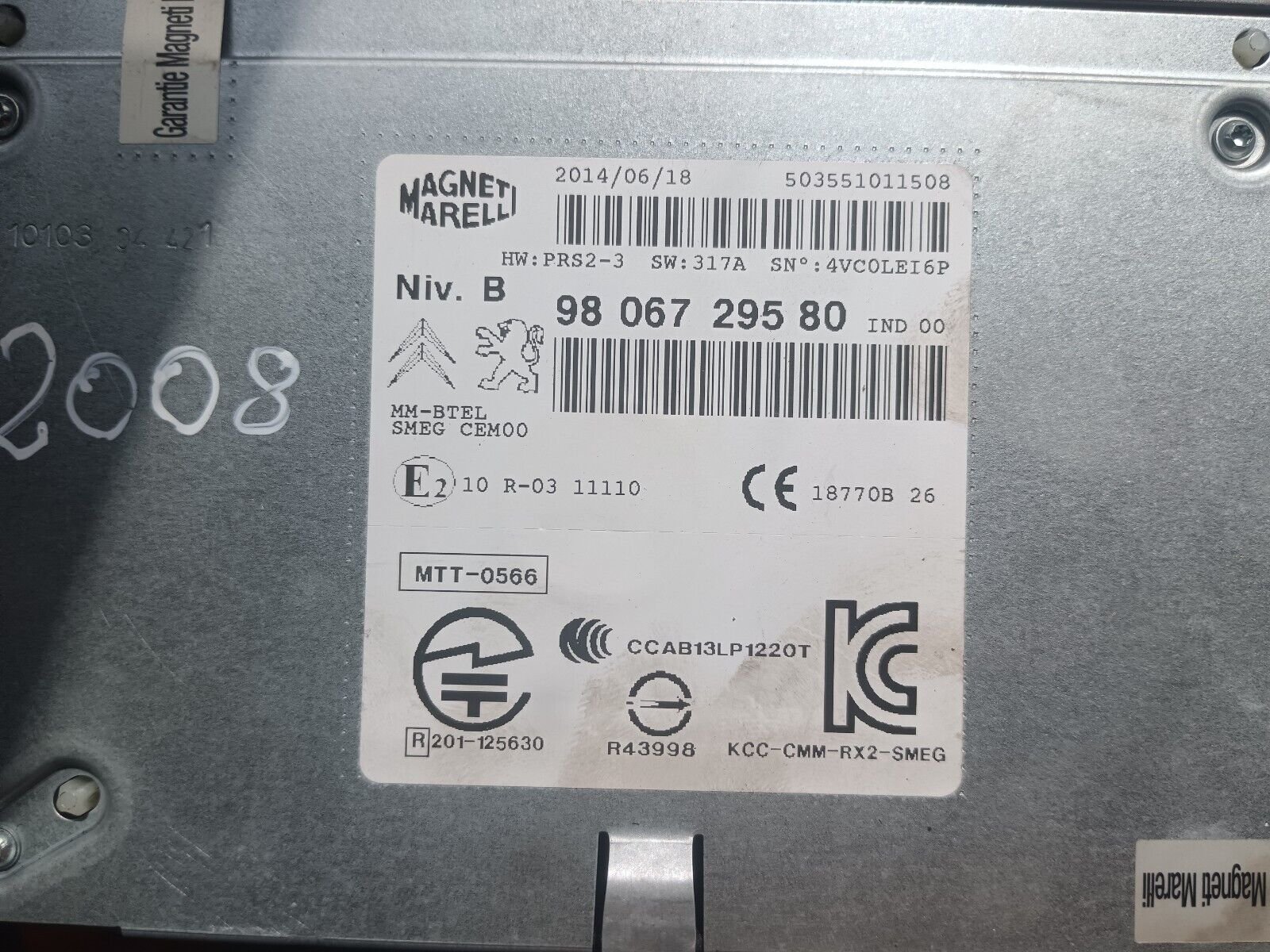 AUTORADIO PEUGEOT 2008 1.6HDI 110CH REFERENCE: 9806729580