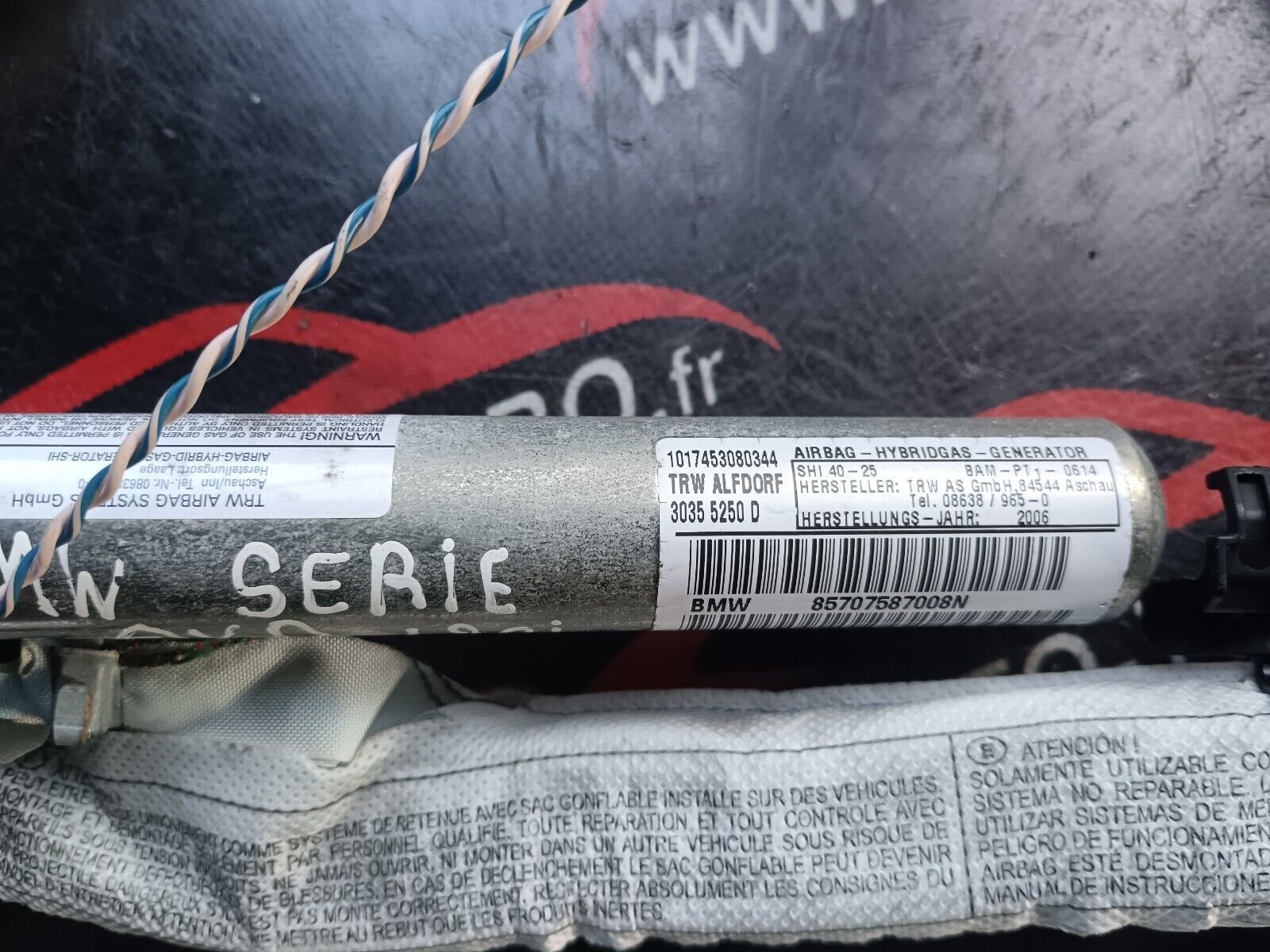 AIRBAG RIDEAU DROIT BMW SERIE 1 120i REFERENCE: 85707587008N