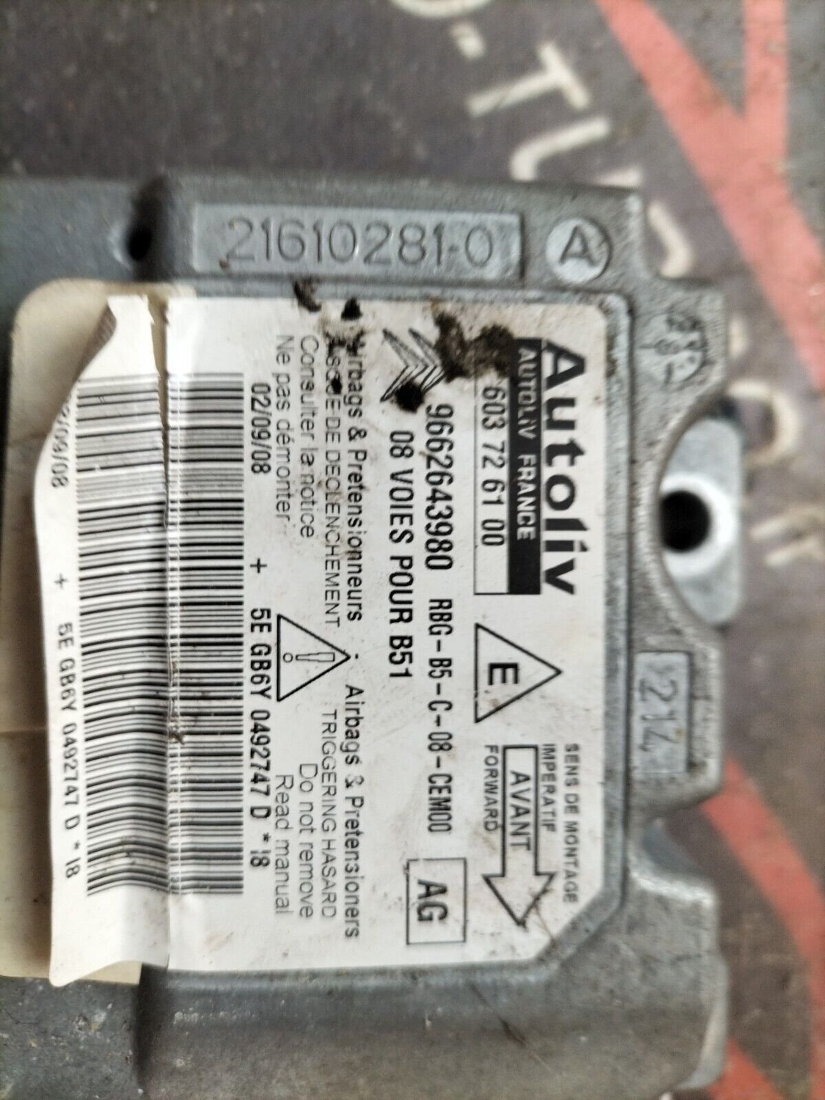 CALCULATEUR AIRBAG  CITROEN C4 603726100, 9662643980